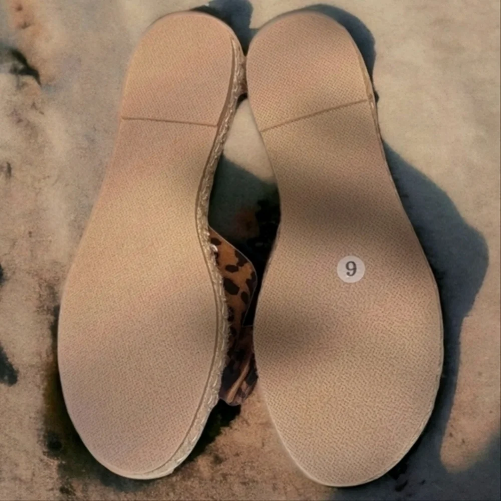 Womens Espadrille‎ Sandals Leopard Print with Bowknots - Size 6 / 7